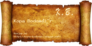 Kopa Bodomér névjegykártya